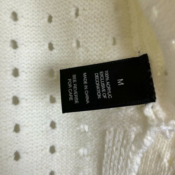 BKE Botique Buckle Ivory Sweater Pearl Open Knit Size Medium - Picture 4 of 8
